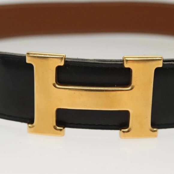 HERMES Constance H Belt Leather 31.1"" Black Auth ki5928 - Picture 5 of 10